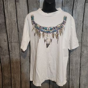 Vintage Diamond Dust Glitter Feather and‎ Arrowheads Shirt